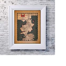 Game of Thrones Old map of the North Winterfell Castle Black Artwork Alternative Design Movie Film Poster Print