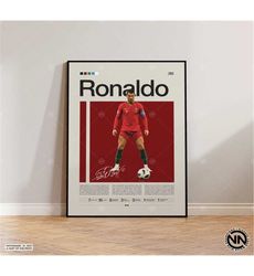 cristiano ronaldo poster, portugal football print, soccer gifts,