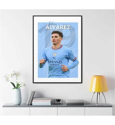 julian alvarez poster, manchester city football print, football