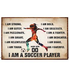 Personalized I Am A Soccer Player Wall Art,
