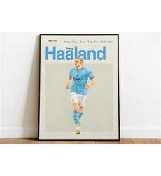 Erling Haaland Poster, Manchester City Football Poster, Mid