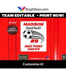 Personalized Soccer Poster, Locker Sign and Hotel Door