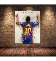 Messi Soccer Canvas Print, Soccer Athletes Sports Poster,