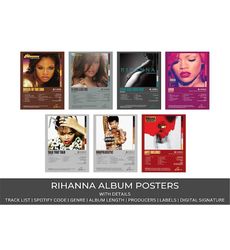 Rihanna Album Posters Digital Print, Rihanna Merch, Album