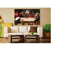 last supper all time rappers ready to hang canvas wall art, hip-hop poster, eminem poster,tupac,rappers poster,kanye wes