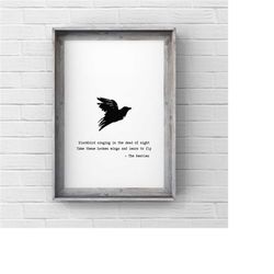 Blackbird The Beatles lyrics minimalist wall hanging art print | Poster Print