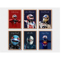 Set of 6 F1 Drivers Ricciardo Sainz Russell Magnussen Albon Perez Print Instant Download Wall Art Poster Birthday Gift P