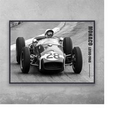 Vintage Monaco Grand Prix Lotus 1960, F1 Monaco Grand Prix, F1 Wall Art, Vintage F1 Wall Art, Vintage Digital Art
