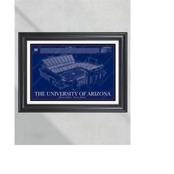 university of arizona wildcats arizona stadium blueprint football print