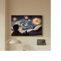 Mario bros starry night Classic bedroom art Canvas Poster-unframe-8x12'',12x18''14x21''16x24''20x30''24x36''