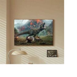 Jurassic World: Fallen Kingdom Poster Classic movie bedroom art Canvas Poster-unframe-8x12'',12x18''14x21''16x24''20x30'