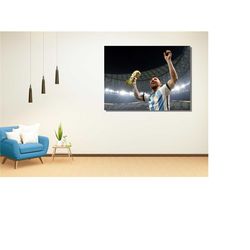 Lionel Messi World Cup Celebration Poster Print Art Canvas,Football Wall Art,Gift for Footballer,Argentine Fan Gift,Game