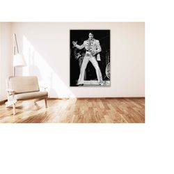elvis presley on the stage poster art,black and white wall art,vintage art,photography print,fashion poster,old hollywoo