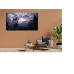 pirate ship poster/canvas wall art,vikings ship painting art,pirates ship canvas wall print,ship art canvas,sailing ship