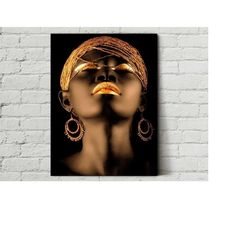 african woman gold wall art,african woman canvas art print,african american art wall decor,african wall decor,home decor