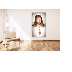 Lord Jesus Face Poster Print Art,Lord Jesus Canvas Wall Art Print,Surrealism Wall art,Christian Wall Art Decor,Church De