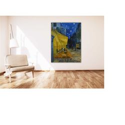Vincent van Gogh Caf Terrace at Night Poster Print Art Canvas,Van Gogh Wall Art,Impressionist Painting Art Print,French