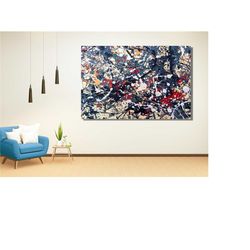 Jackson Pollock Abstract Canvas Wall Art Print,Reproduction Prints,Pollock Painting Art,Modern Canvas Wall Art Decor,Exp