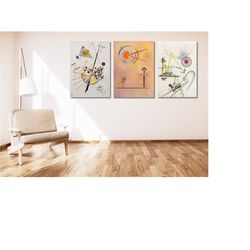 Set Of 3 Wassily Kandinsky Wall Art Canvas,Wassily Kandinsky Abstract Poster Canvas Wall Art Print,Wassily Kandinsky Mus