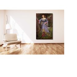 Ophelia in Blue Dress Woman Poster Art,Ophelia Poster,Ophelia Art Print,Ophelia Print,Ophelia Canvas,John William Waterh