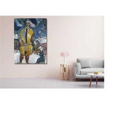 Marc CHAGALL man and Goat Canvas Wall Art,Marc CHAGALL Canvas Print Art,chagall wall art,Exhibition Poster Print,Surreal