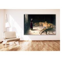 briton riviere daniels answer to the king poster wall art canvas print,lions canvas wall art,famous wall art,modern wall