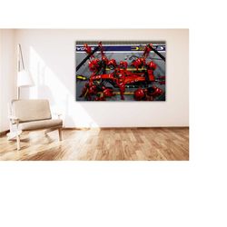 Sebastian Vettel Pit Stop Canvas Print Art,Sebastian Vettel Poster Canvas Art,Formula One F1 Grand Prix,Canvas Art,Man C