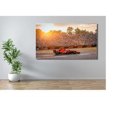 charles leclerc racing car canvas wall art print,vintage ferrari car canvas print,office wall decor,extra large canvas w