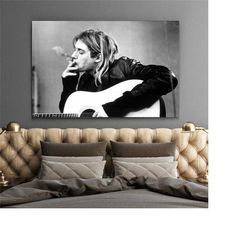 kurt cobain poster art,kurt cobain print on canvas,music legends poster print,kurt cobain wall art,modern wall decor,gif