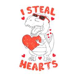 Kids I Steal Hearts Trex Dino Baby Boy Valentines Day Toddler png svg