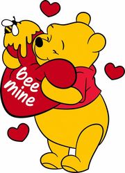 Valentine's Bear/ Be Mine SVG/ Valentine PNG/ Be mine winnie the pooh bear digital file/ hear Bee mine/ heart svg