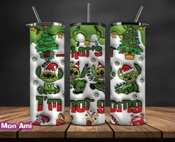 Christmas 20oz Tumbler Wrap PNG, Christmas 3D Inflated Puffy Tumbler Wrap Png, Grinchmas 20oz Png 121