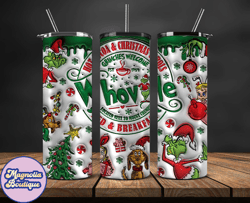 Christmas 20oz Tumbler Wrap PNG, Christmas 3D Inflated Puffy Tumbler Wrap Png, Grinchmas 20oz Png 361