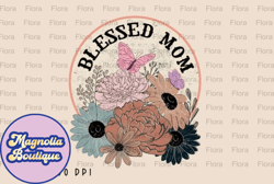 Blessed Mom Retro Floral Vintage PNG Design 15