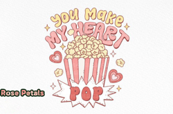 Retro Valentine Popcorn PNG Sublimation Design 97