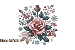 Classic Winter Rose Flower Clipart Design 158