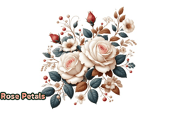 Classic Winter Rose Flower Clipart Design 161