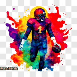 Football Player with Number 1 Running Towards the Right PNG Design 286