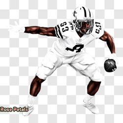 Black and White Illustration of American Football Player PNG Design 301