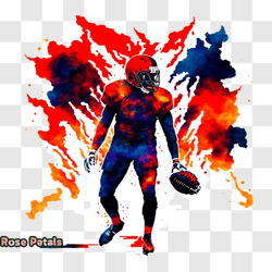 Football Player with Red and Blue Jersey and Helmet PNG3 Design 321