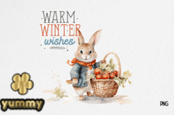 Vintage Winter Rabbit PNG Sublimation Design 25