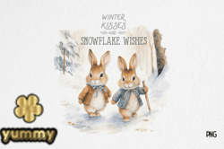 Vintage Winter Rabbit PNG Sublimation Design 23