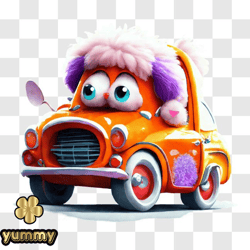 Colorful Cartoon Character Driving Car PNG Design 168