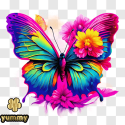 Colorful Butterfly in Flight with Vibrant Wings PNG Design 239