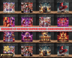 Bundle 12 Design Kansas City Chiefs Vs San Francisco 49ers Super Bowl Tumbler Png, Super Bowl 2024 Tumbler Wrap, 32 Team