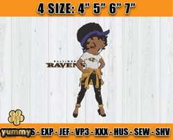 Ravens Embroidery, Betty Boop Embroidery, NFL Machine Embroidery Digital, 4 sizes Machine Emb Files -19 yummy