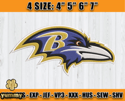 Ravens Embroidery, NFL Ravens Embroidery, NFL Machine Embroidery Digital, 4 sizes Machine Emb Files -21 yummy