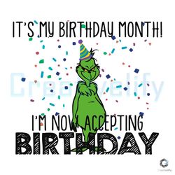 Its My Birthday Month SVG Grinch Accepting Birthday File