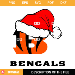 Cincinnati Bengals Christmas SVG, NFL Christmas Logo SVG, Bengals Santa Hat SVG,NFL svg, NFL foodball