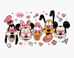 Valentines Day Mouse And Friends SVG, Valentine Hearts Svg, Retro Valentines Day, Valentines Day, Magical Valentine Svg,